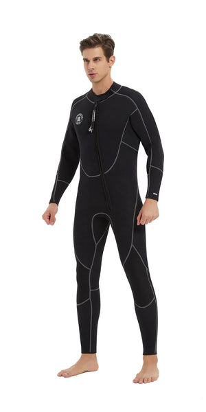 Lemorecn Men's Front Zipper Wetsuit 3MM Neoprene Snorkeling Full Body Suit Diving