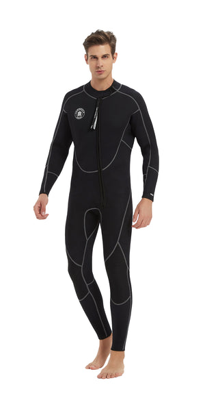 Lemorecn Men's Front Zipper Wetsuit 3MM Neoprene Snorkeling Full Body Suit Diving