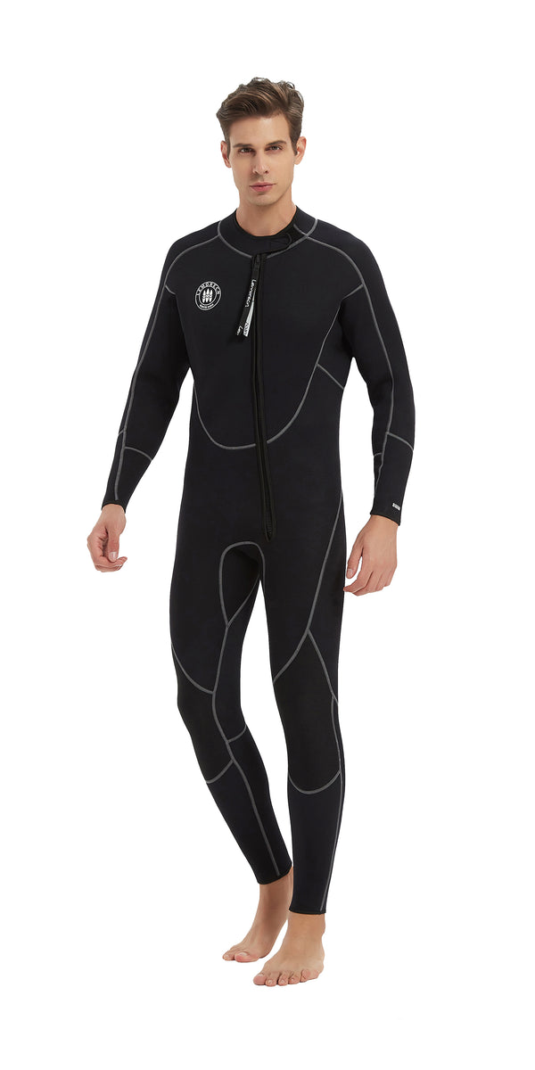 Sbart Men's 3mm Neoprene Full Body Wetsuit – Back Zip, Diving Snorkeling Surfing Suit