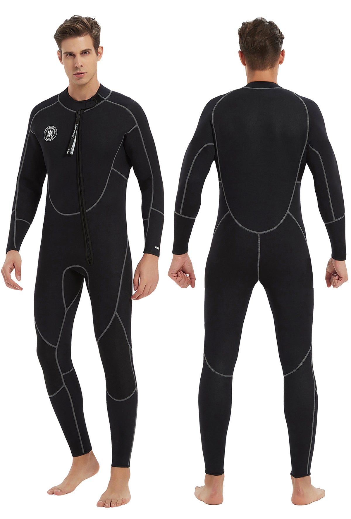 3mm Neoprene Wetsuit, Front Zip Full Body Diving Suit, Wet Suit for Men  Women Snorkeling Scuba Diving Swimming Surfing L