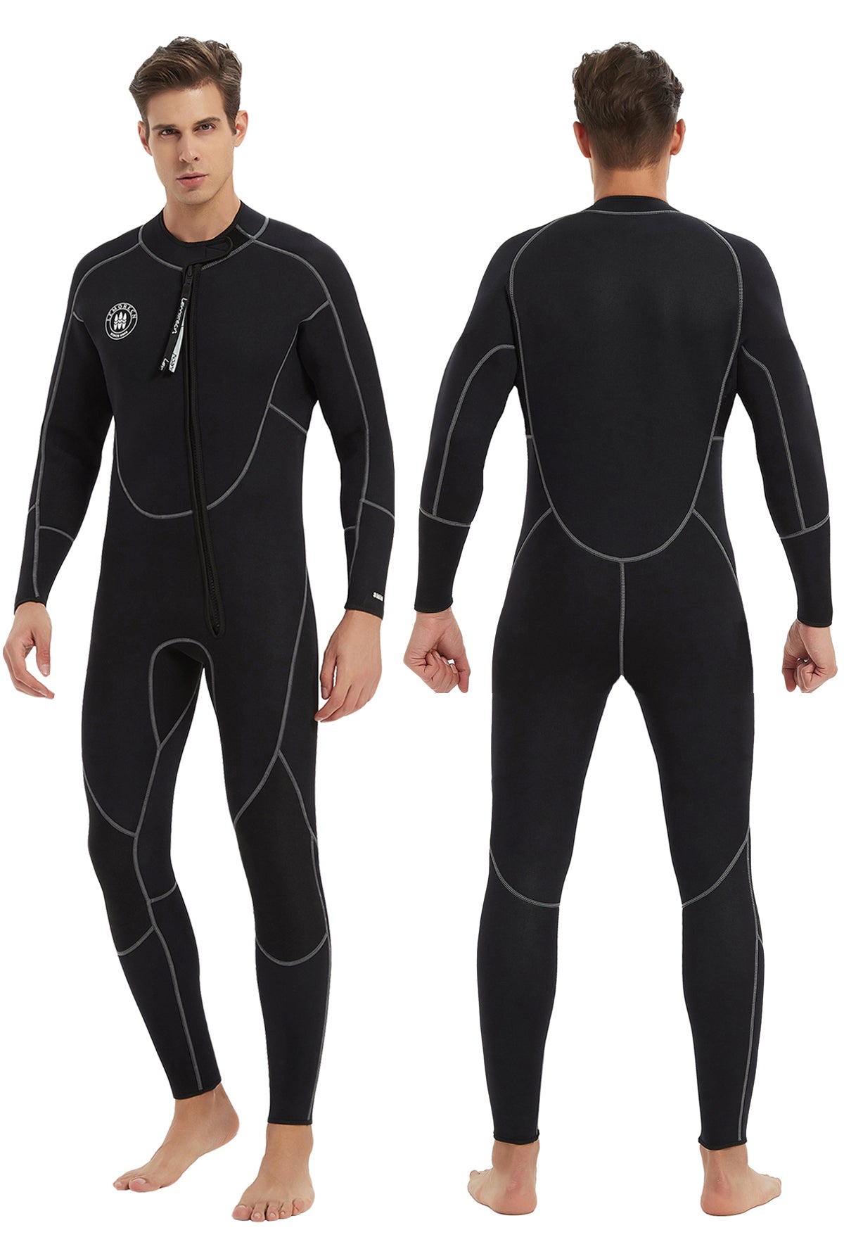 Lemorecn Men's Front Zipper Wetsuit 3MM Neoprene Snorkeling Full Body