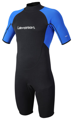 Lemorecn Wetsuits Mens Shorty Premium 3mm Neoprene Diving Suit Jumpsuit